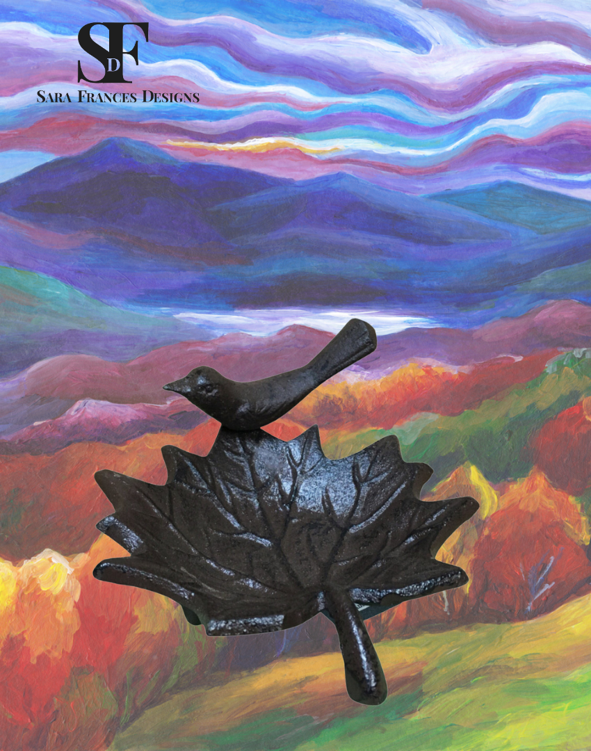 Maple Leaf & Bird tabletop feeder / water dish