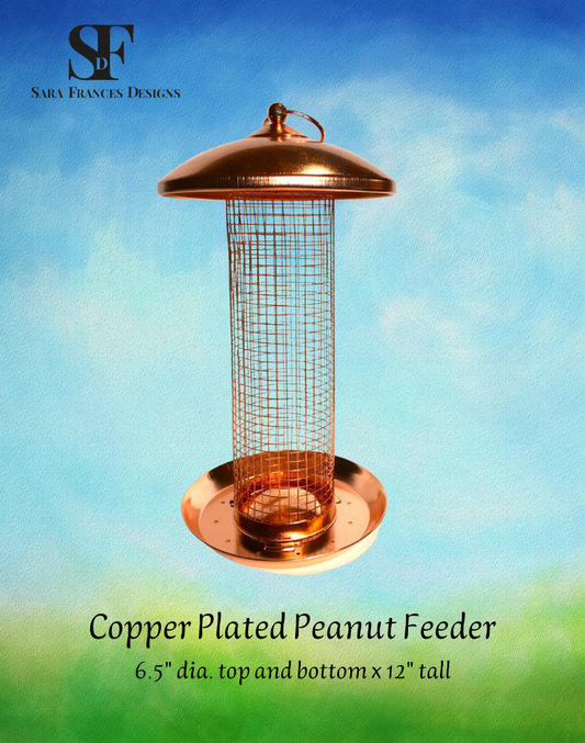 Copper plated hanging peanut feeder