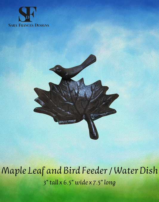 Maple Leaf & Bird tabletop feeder / water dish